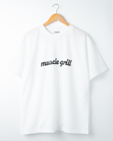 マッスルグリル アルファベットロゴメッシュTシャツ・ホワイト